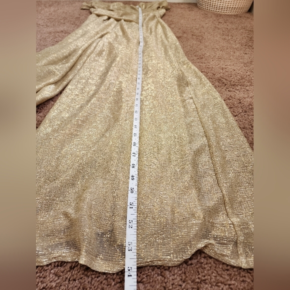 Talbot Runhof Off-The-Shoulder Gathered Metallic Voile Wide-Leg Jumpsuit… - Picture 12 of 16